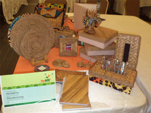 Craftwork on exhibit by Mitimeth at the Youwin made in Nigeria Exhibition